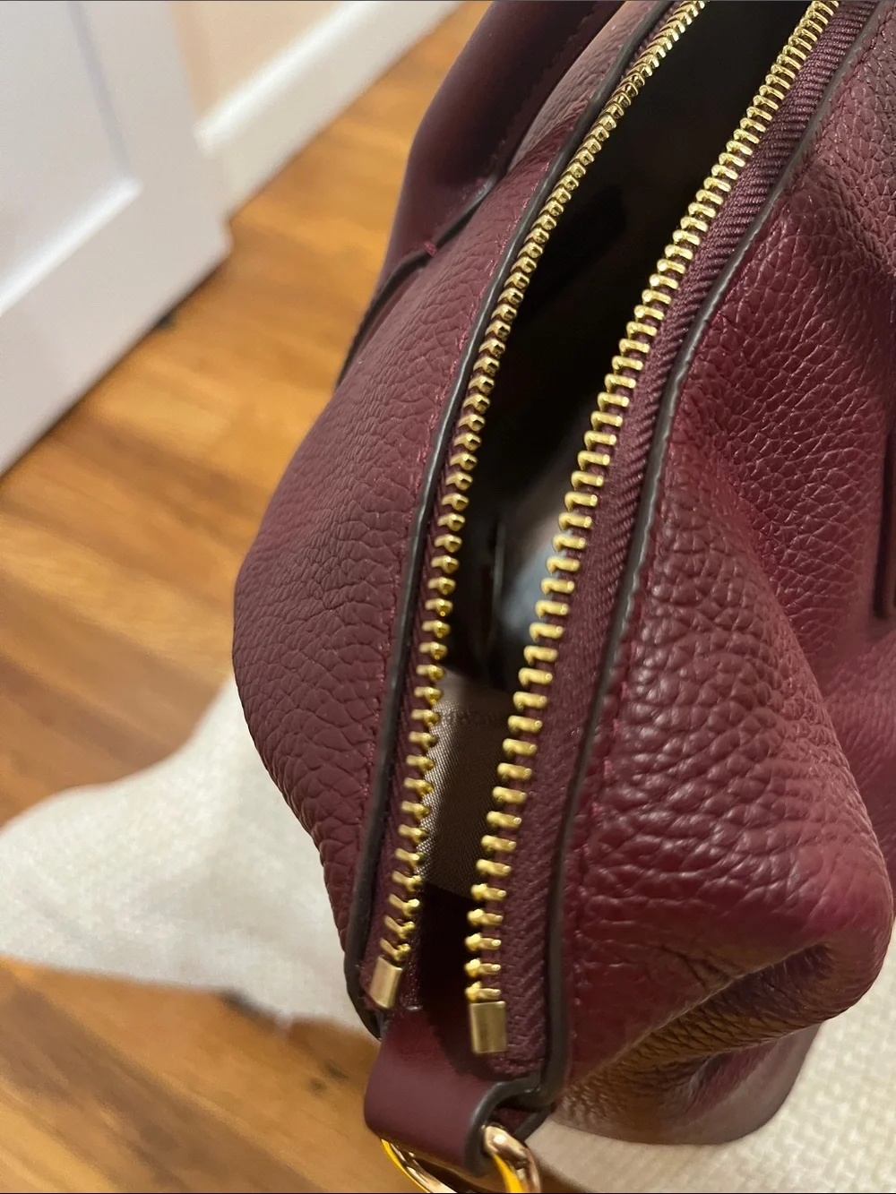 Michael Kors large Hyde Wine Pebbled Leather satchel with Gold Hardware